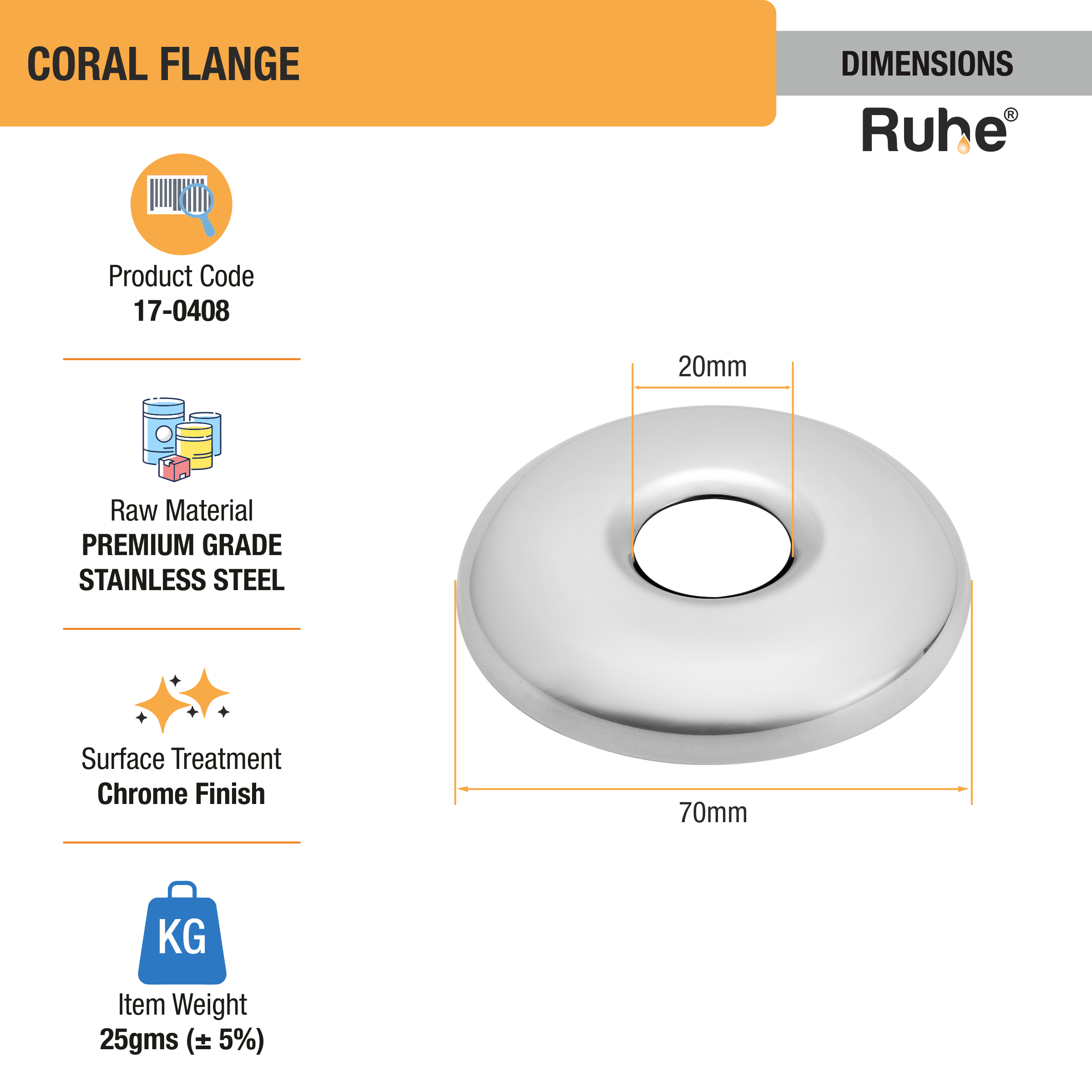Coral Flange (Pack of 5) dimensions and size