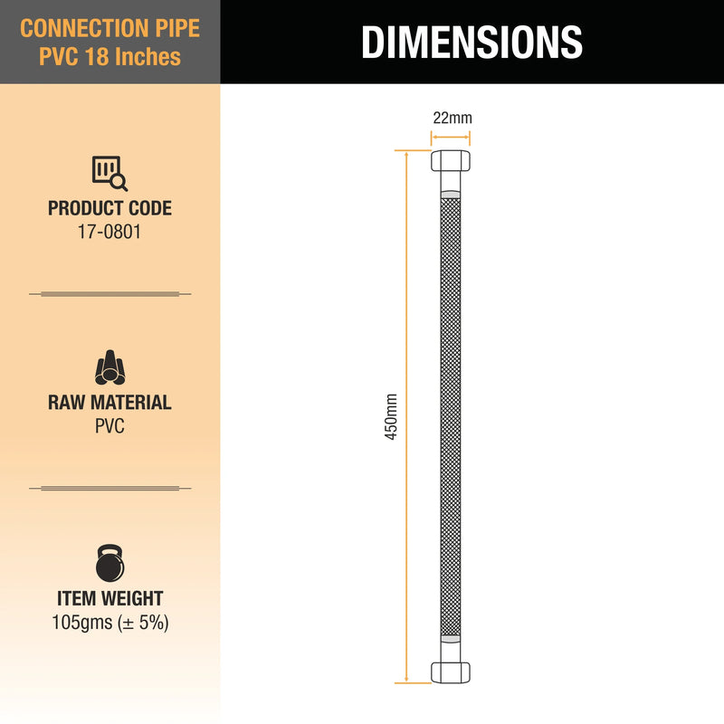 Geyser Connection Pipe PVC (18 Inches) (Pack of 2) - by Ruhe