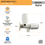 Metro PTMT 2 in1 Angle Cock Faucet dimensions and size