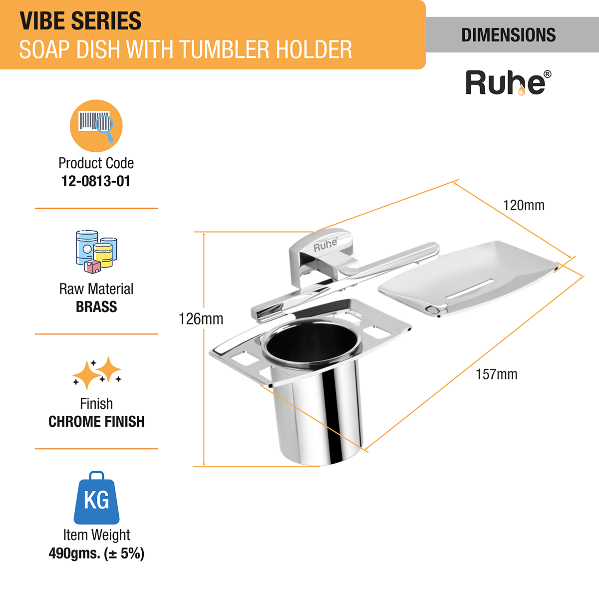 Vibe Brass Soap Dish with Tumbler Holder - by Ruhe®