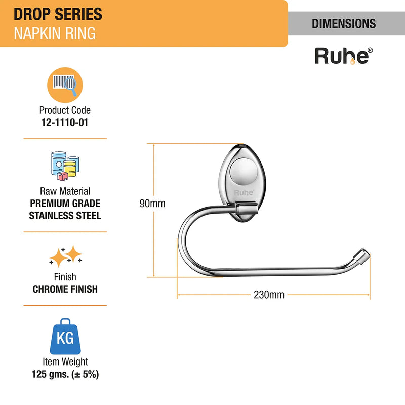 Drop Stainless Steel Napkin Ring - by Ruhe®