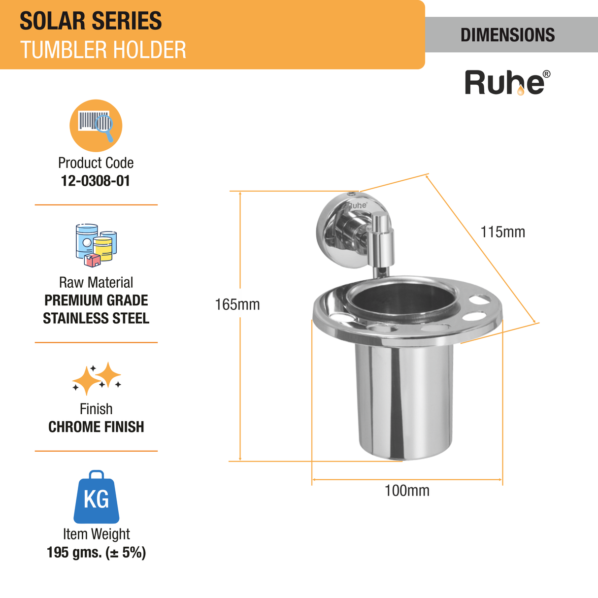 Solar Stainless Steel Tumbler Holder - by Ruhe®