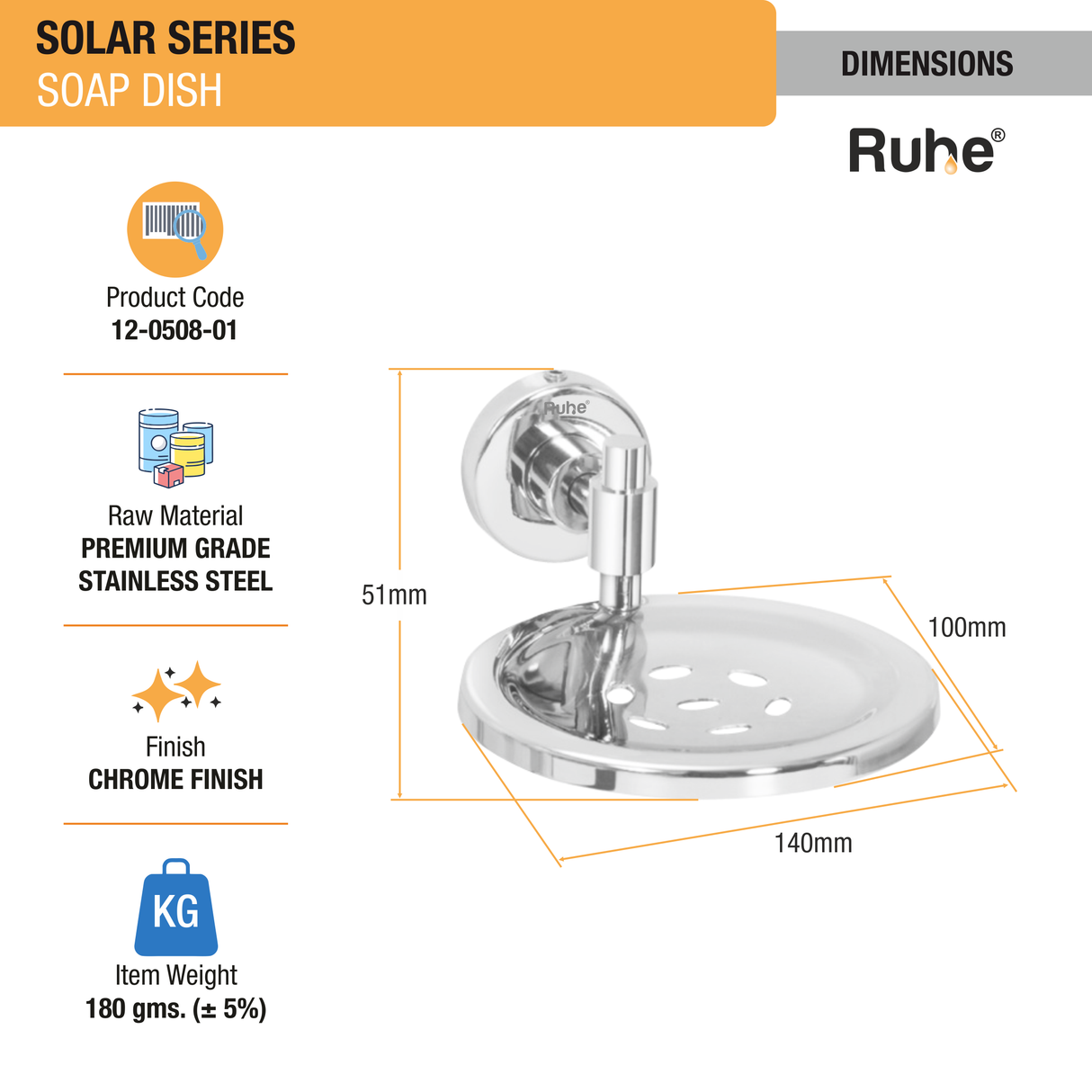 Solar Stainless Steel Soap Dish - by Ruhe®