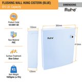 Flushing Wall Hung Cistern 8.5 Ltr. ( Blue) dimensions and size
