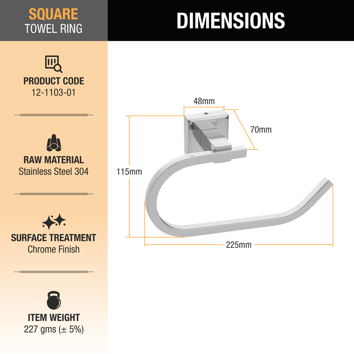 Square Stainless Steel Towel Ring 2