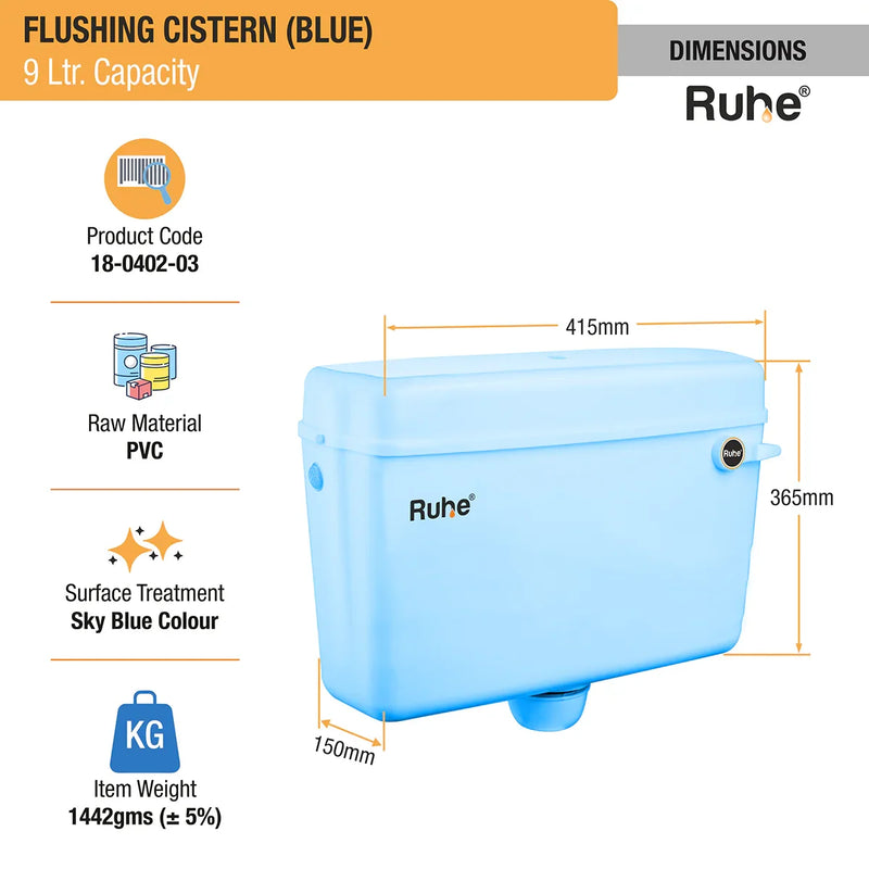 Blue Flushing Cistern (9 Ltr) - by Ruhe