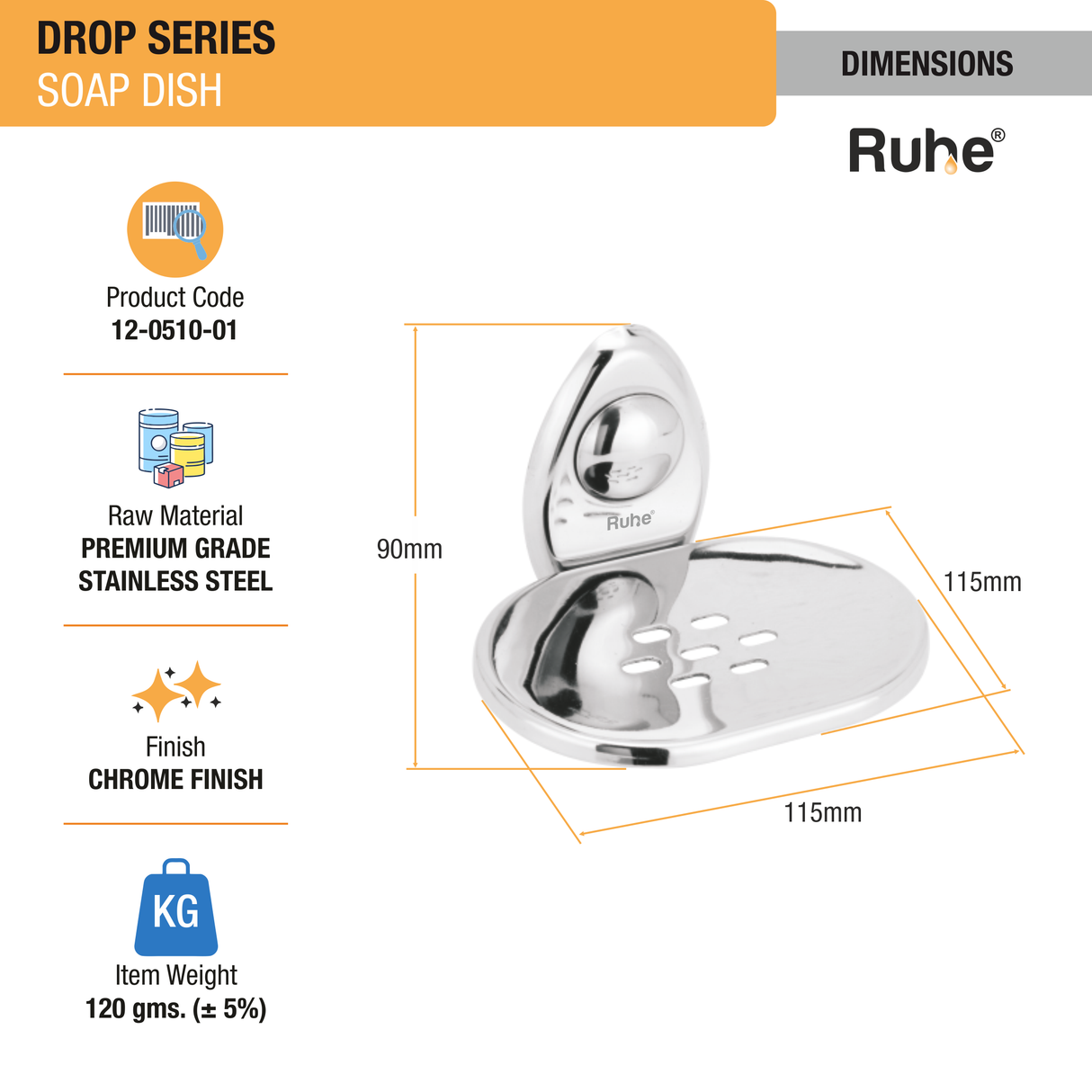 Drop Stainless Steel Soap Dish - by Ruhe®