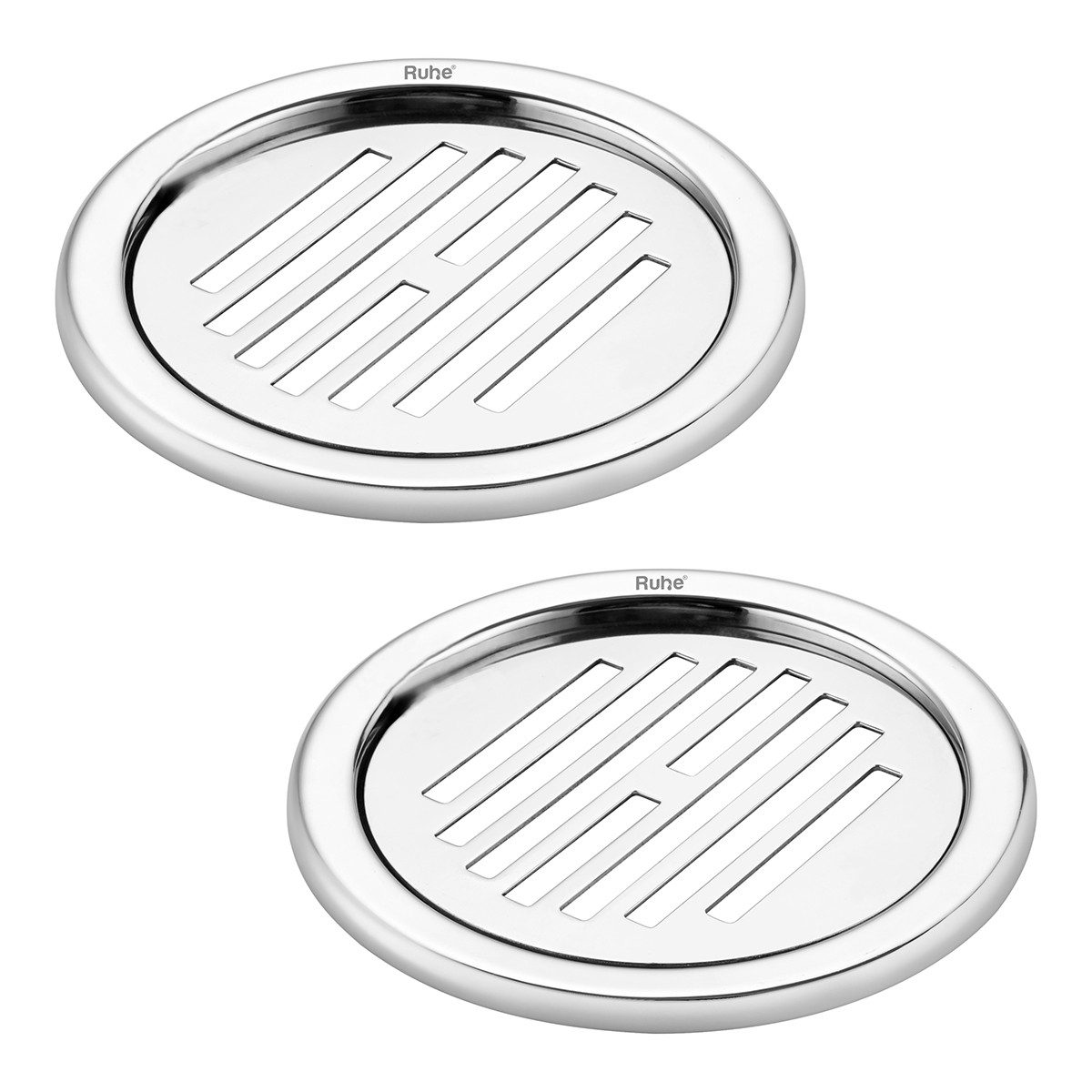 Flat Classic Round Jali Floor Drain (5 inches) with Frame (Pack of 2) - by Ruhe®