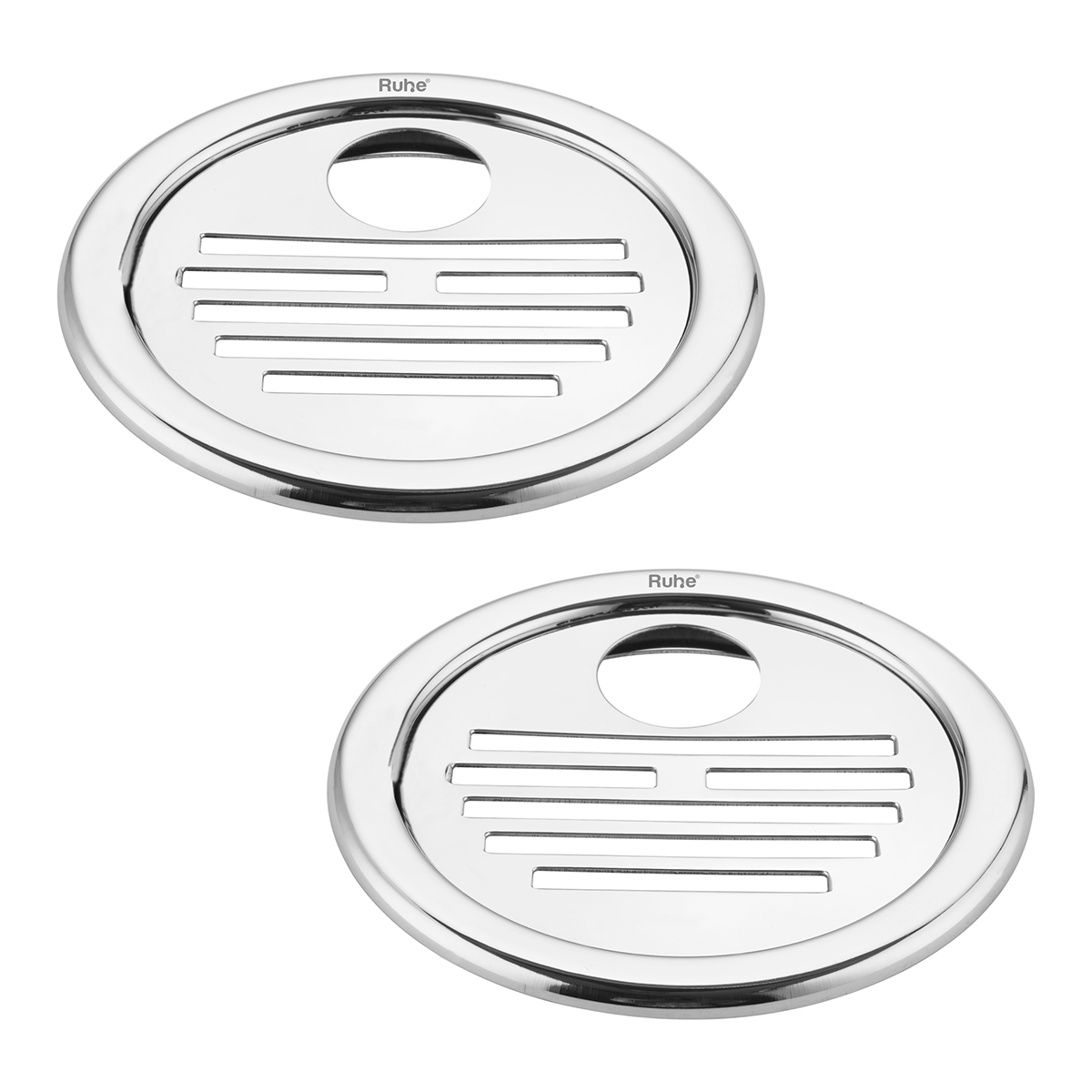 Flat Classic Round Jali Floor Drain (5 inches) with Frame and Hole (Pack of 2) - by Ruhe®