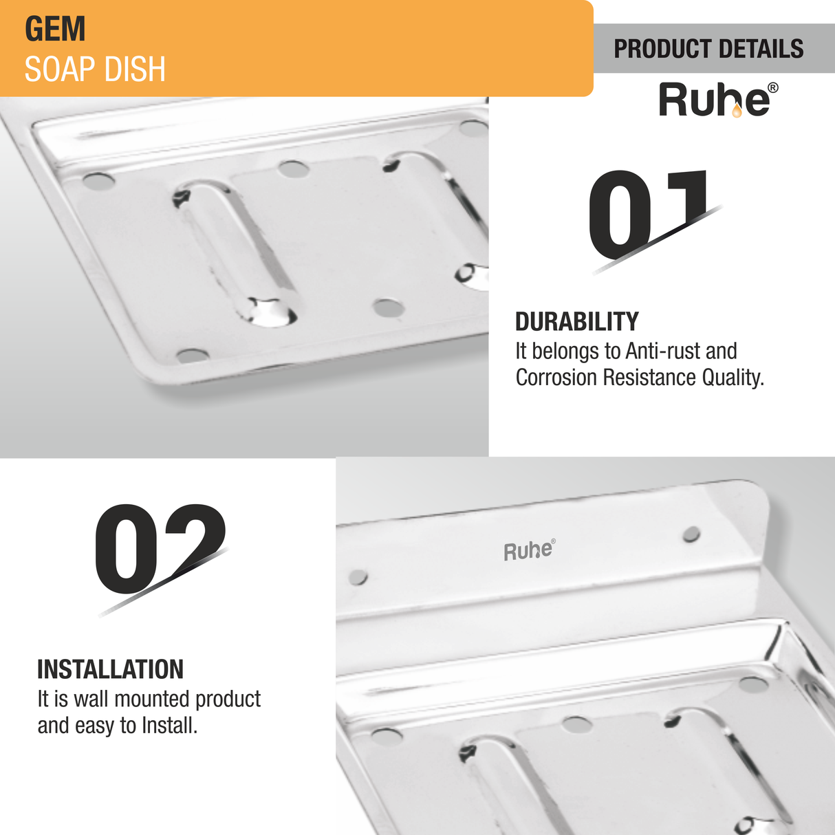 Gem Stainless Steel Soap Dish - by Ruhe®