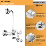 Rica Wall Mixer 3-in-1 Brass Faucet product details