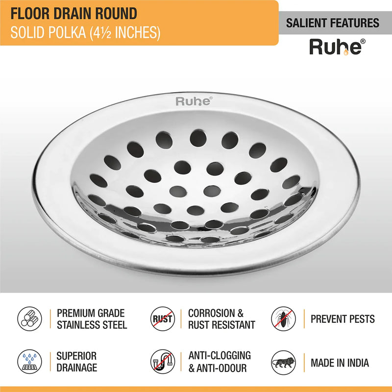 Solid Polka with Collar Round Floor Drain (4 1/2 inches) (Pack of 2) - by Ruhe