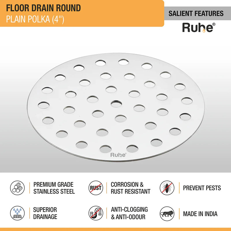 Plain Polka Round Floor Drain (4 Inches) (Pack of 4) - by Ruhe