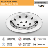 Solid Polka Round Floor Drain (3 inches) (Pack of 4) - by Ruhe®