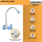 Indigo Oval PTMT Sink Cock with Swivel Spout Faucet details