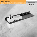 Ember Shelf with Tumbler Holder & Soap Dispenser (Space Aluminium) installation