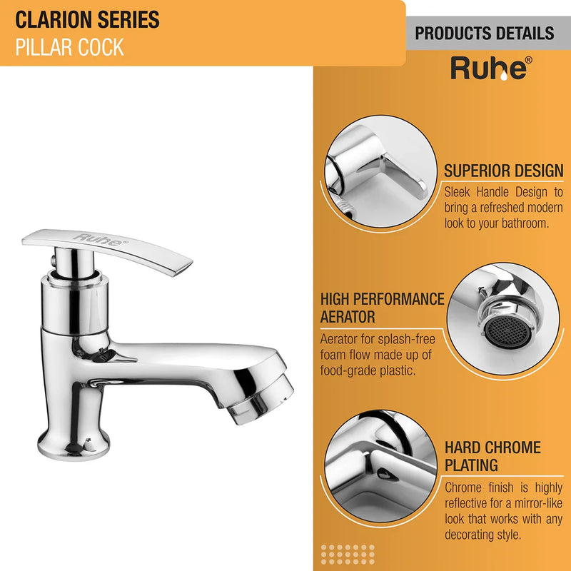 Clarion Wash Basin Pillar Tap - by Ruhe