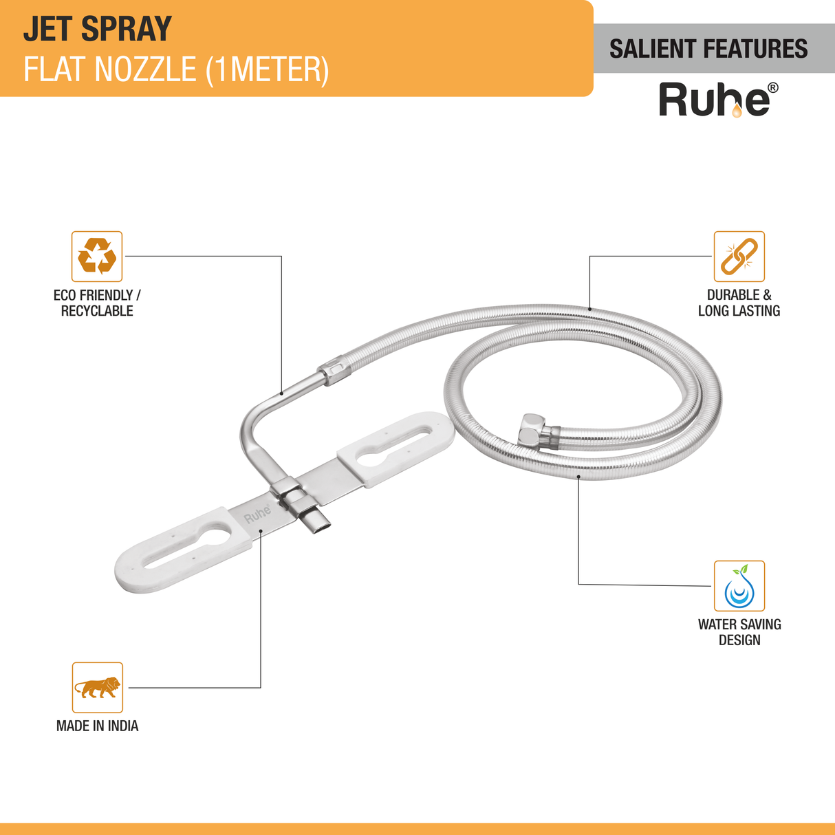 Jet Spray 304-Grade Flat Nozzle with 1 Meter Tube - by Ruhe®