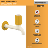 Gold Round PTMT Bib Cock Long Body Faucet details