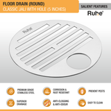 Classic Round Jali Floor Drain (5 inches) with Hole (Pack of 2) - by Ruhe®