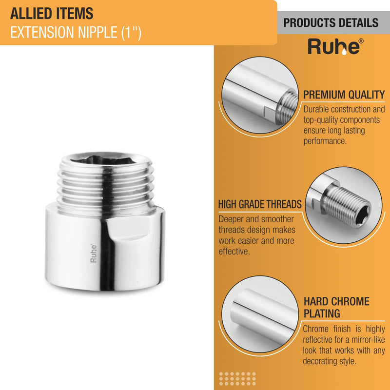 Extension Nipple (1 inches) (Pack of 4) - by Ruhe