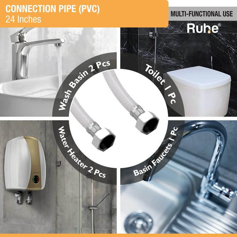 Geyser Connection Pipe PVC (24 Inches) (Pack of 2) - by Ruhe