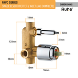 Pavo Single Lever 2-inlet Diverter (JAQ Complete Set) dimensions and sizes