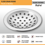 Polka Round Floor Drain (4 Inches) (Pack of 4) - by Ruhe®