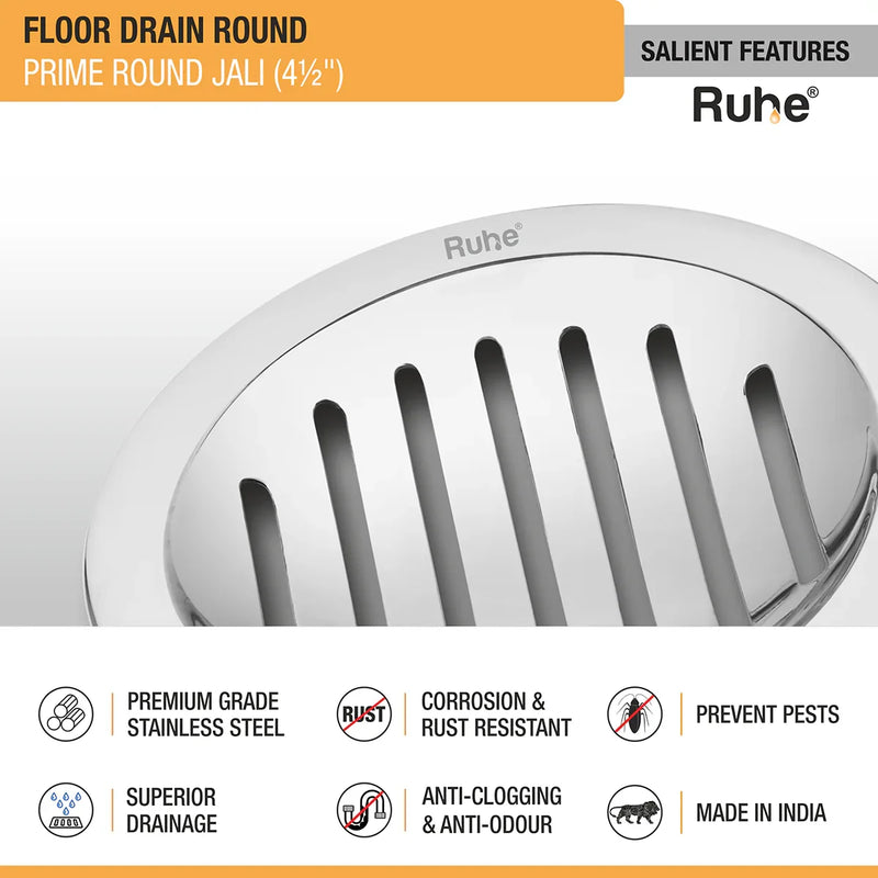 Prime Round Jali Floor Drain (4 1/2 Inches) (Pack of 4) - by Ruhe