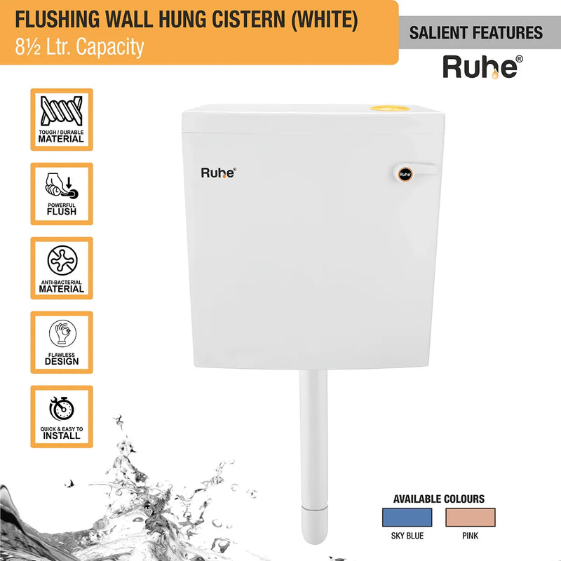 Square Wall Hung Cistern 8.5 Ltr.