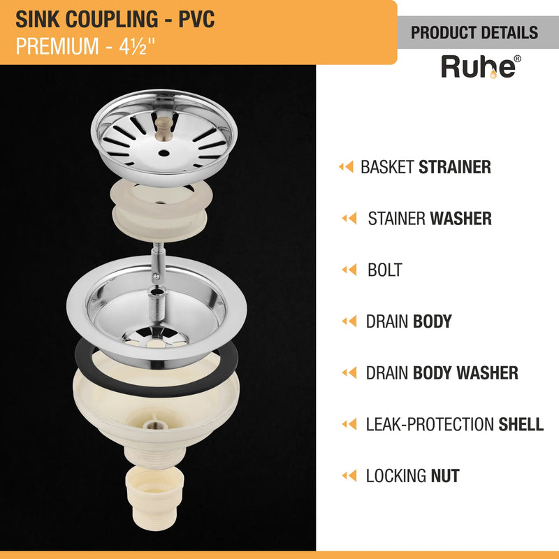 Round Sink Coupling Premium (4 1/2 Inches) - By Ruhe