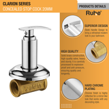 Clarion Concealed Stop Valve Brass Faucet (20mm) product details