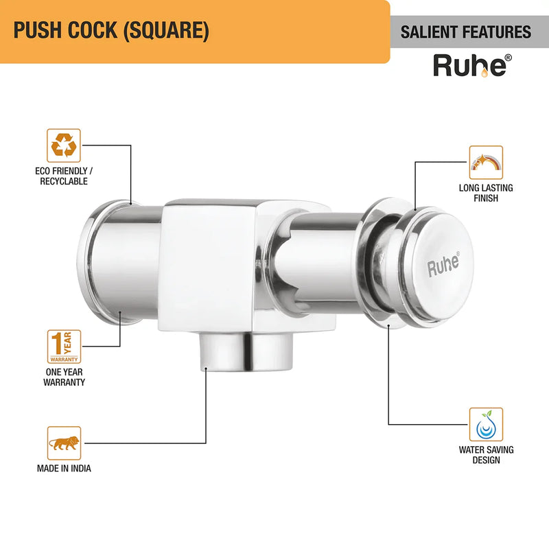 Square Push Valve Brass Faucet - by Ruhe