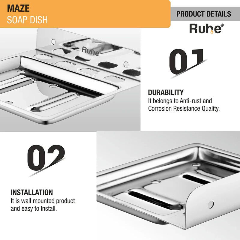 Maze Stainless Steel Soap Dish - by Ruhe