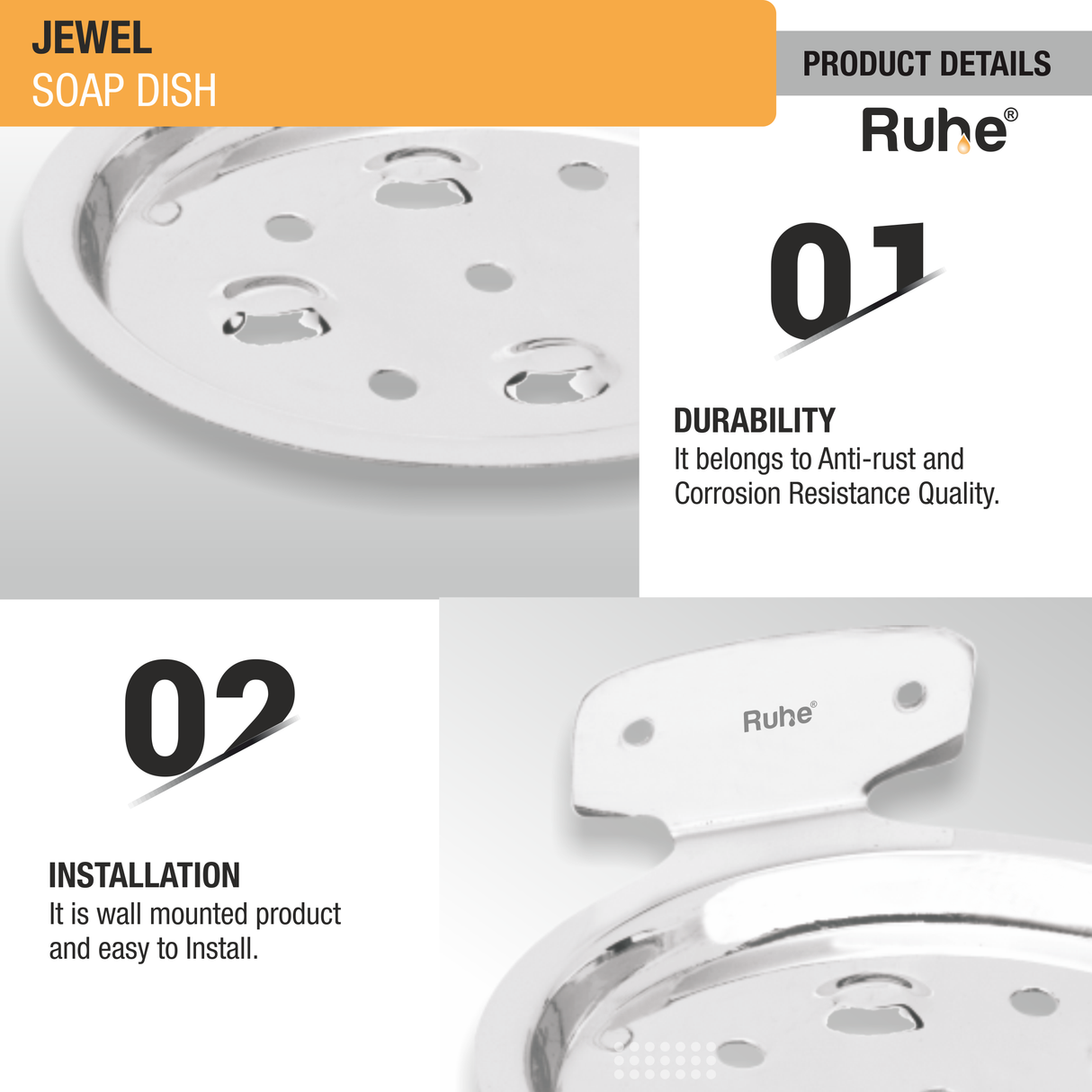 Jewel Stainless Steel Soap Dish - by Ruhe®