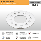 Plain Polka Round Floor Drain with Hole (3 Inches) (Pack of 4) - by Ruhe®