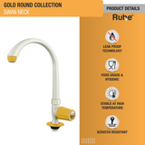 Gold Round PTMT Swan Neck with Swivel Spout Faucet product details