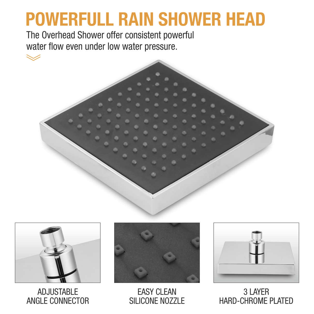 Gamma Overhead Shower (6 x 6 inches) powerfull