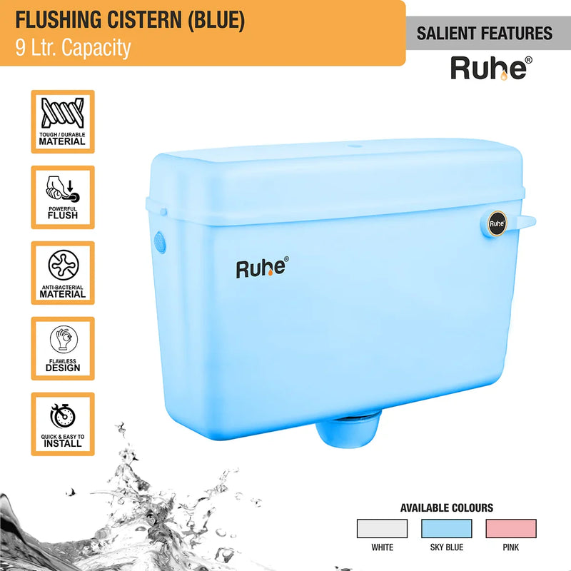 Blue Flushing Cistern (9 Ltr) - by Ruhe