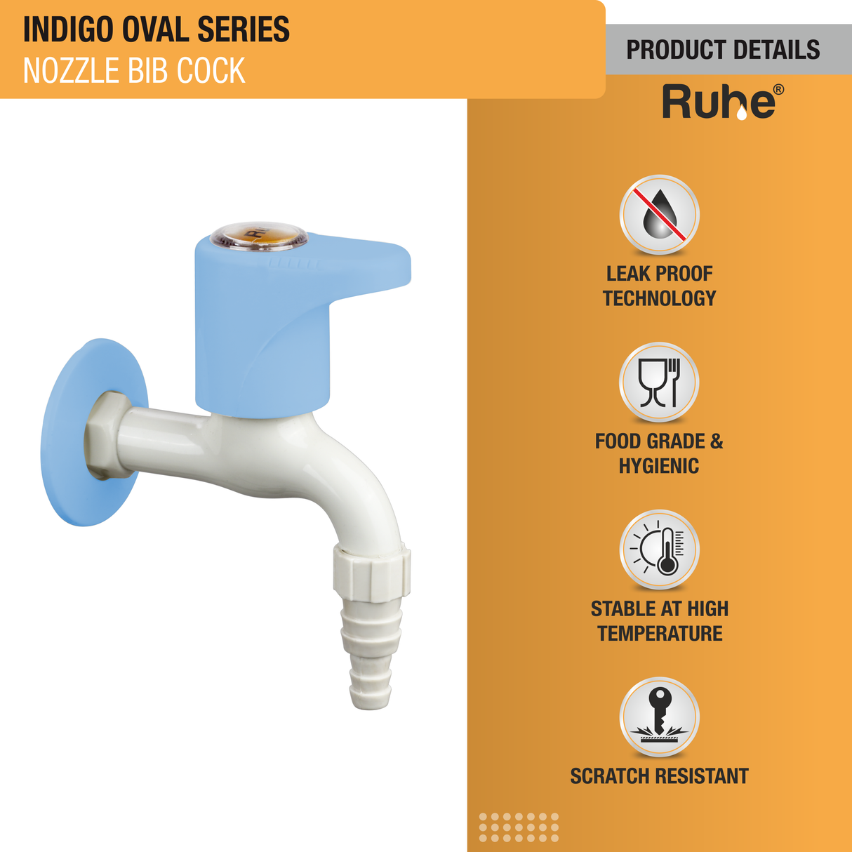 Indigo Oval PTMT Nozzle Bib Cock Faucet details