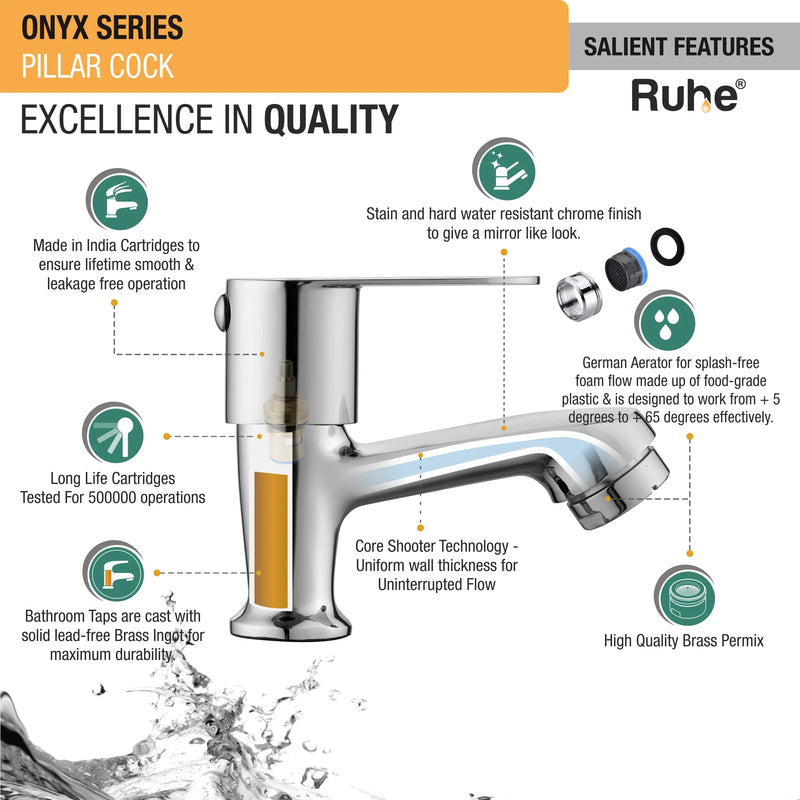 Onyx Wash Basin Pillar Tap - by Ruhe