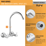Pavo Sink Mixer with Large (20 inches) Round Swivel Spout Faucet details
