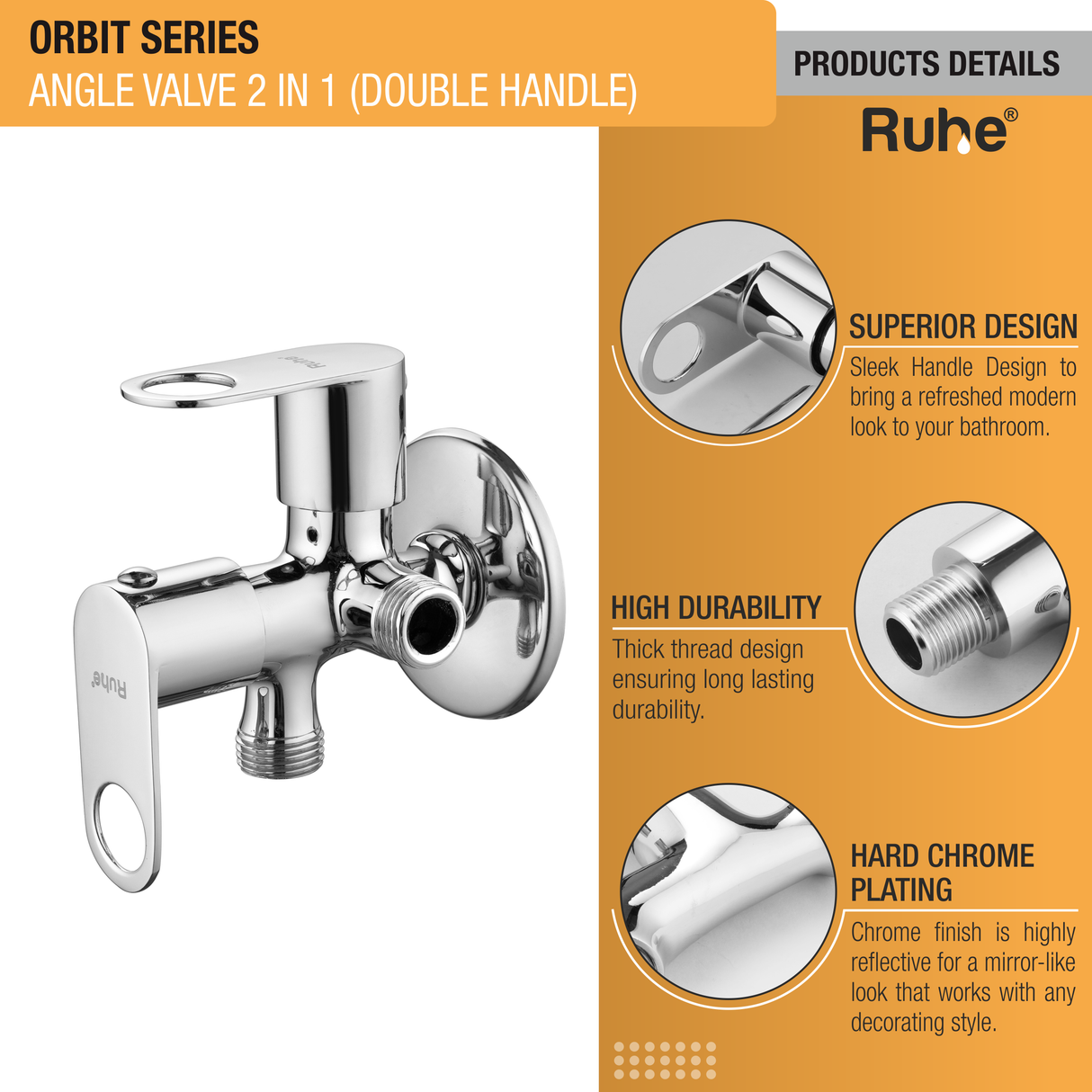 Orbit Two Way Angle Valve (Double Handle) - by Ruhe®