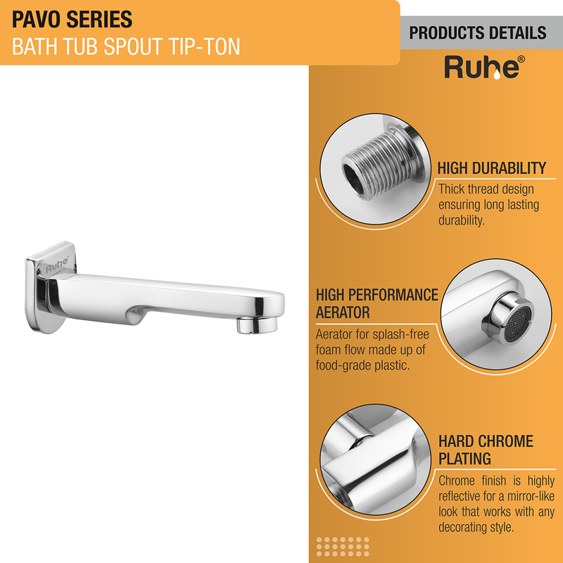 Pavo Bathtub Tap with Tip-Ton Button (Only Spout) - by Ruhe