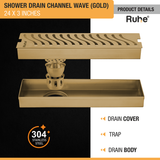 Wave Shower Drain Channel (24 x 3 Inches) YELLOW GOLD product details
