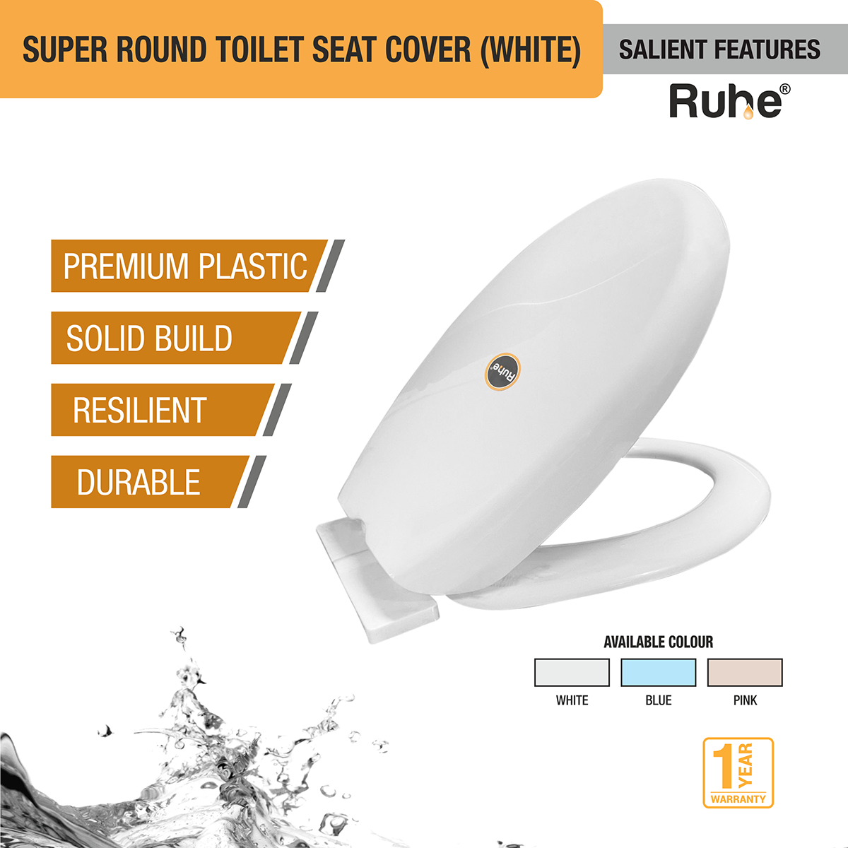 Super Round Toilet Seat Cover (White) - by Ruhe®