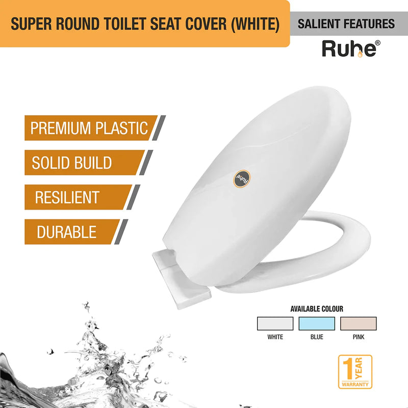 Super Round Toilet Seat Cover (White) - by Ruhe