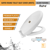Super Round Toilet Seat Cover (White) features and benefits