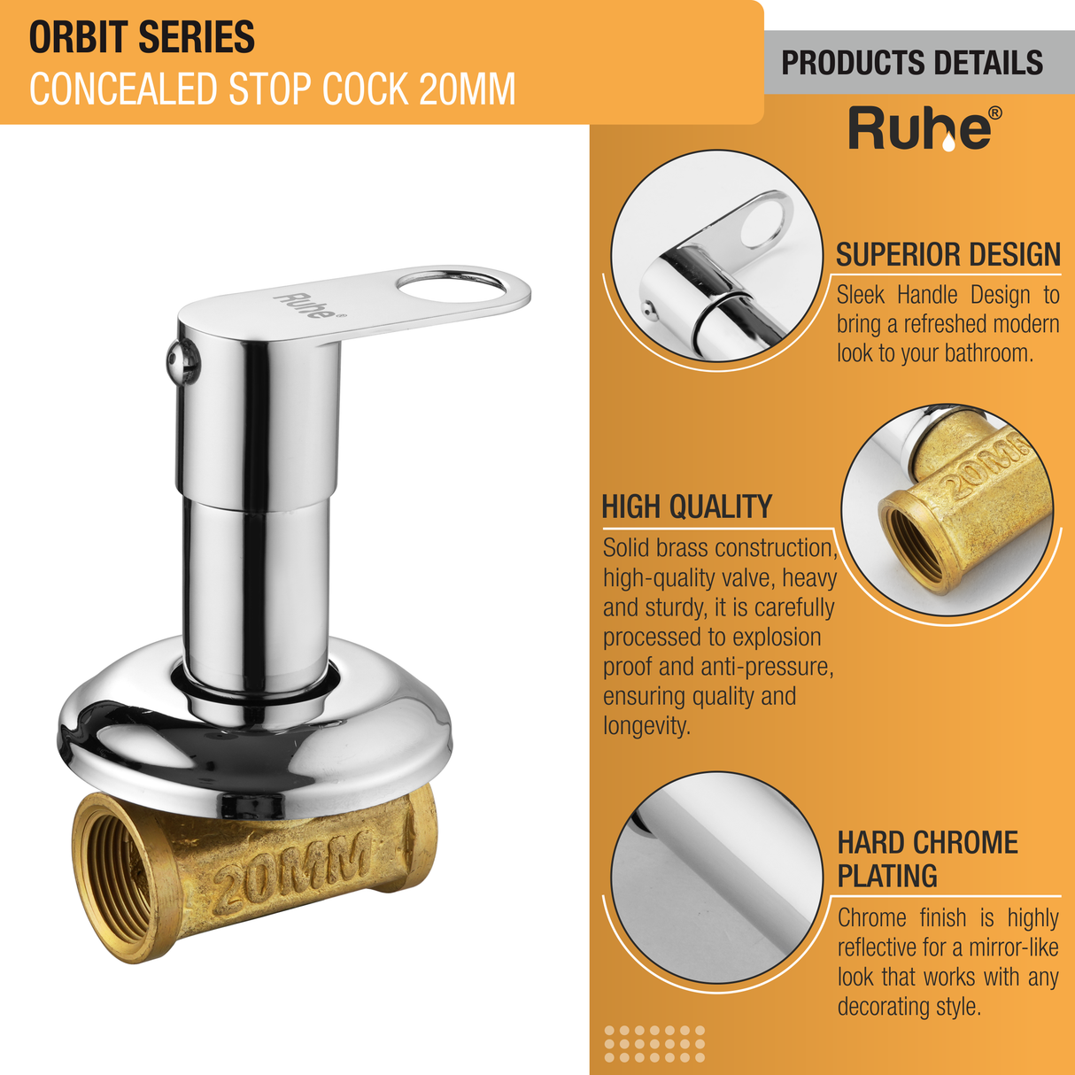 Orbit Concealed Stop Valve (20mm)- by Ruhe®