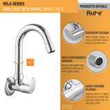 Vela Sink Tap with Small (12 inches) Round Swivel Spout Brass Faucet product details
